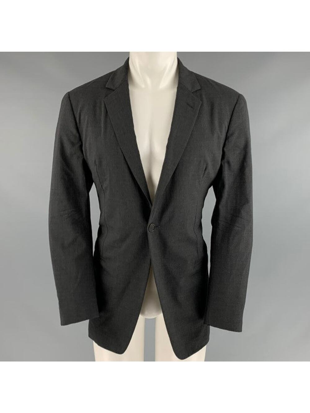 GIORGIO ARMANI Size 40 Grey Wool Spandex Single Button Sport Coat